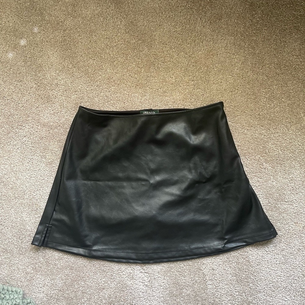 Wild Fable Black Faux Leather A-Line Skirt